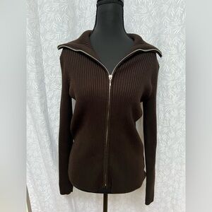 EVIE Retro Y2K Brown Cowl Neck Sweater with Ribbed Knit